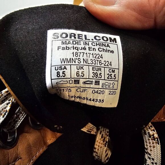SOREL Wedge Lace-Up Boots – Leather & Wool Blend Tan/Gray  Size 8.5 - Picture 13 of 13